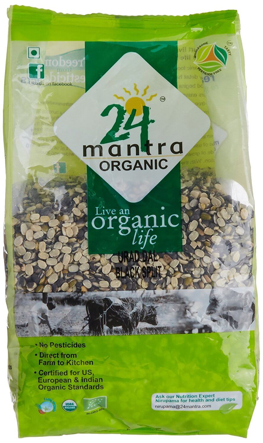 24 Mantra Organic Urad Dal Black Split 500g VizagShop.com