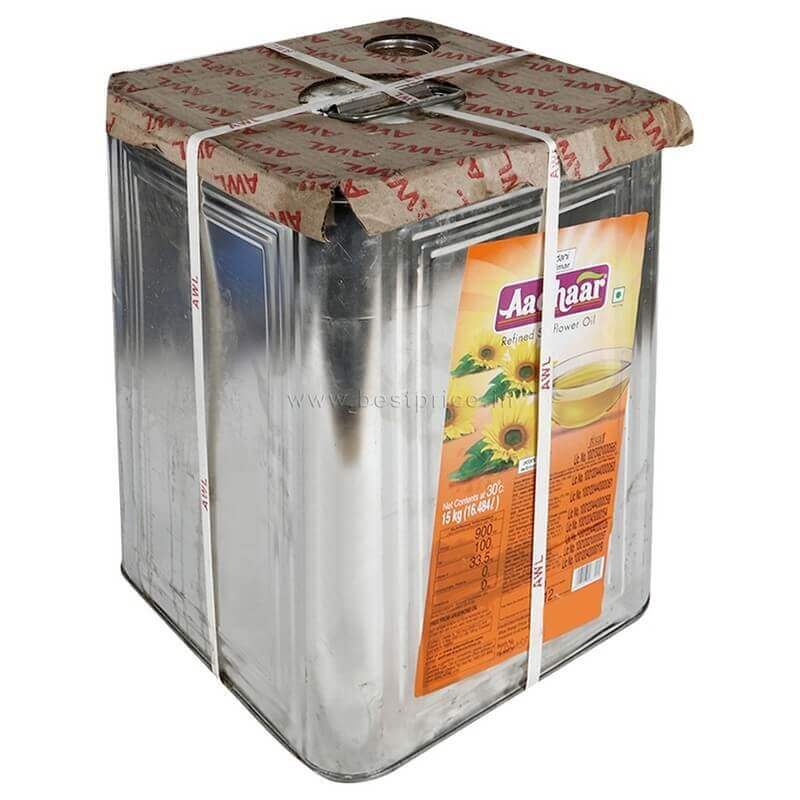 Aadhaar Sunflower Oil Tin 15 kg VizagShop.com