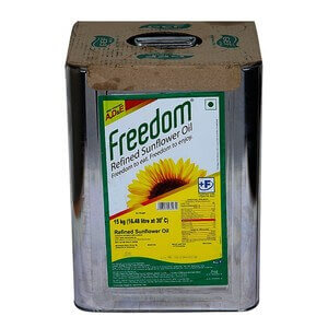freedom sunflower oil tin 15kg VizagShop.com